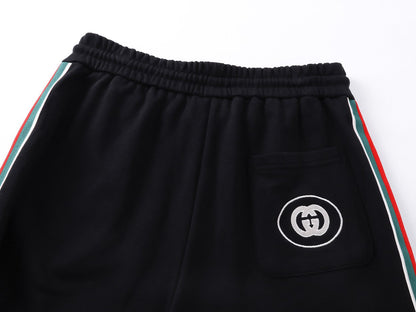 250917 New high-quality woven ribbon spliced elastic sports pants