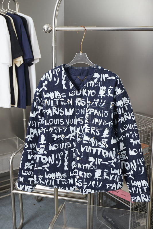 250923 New high-quality graffiti suit denim jacket