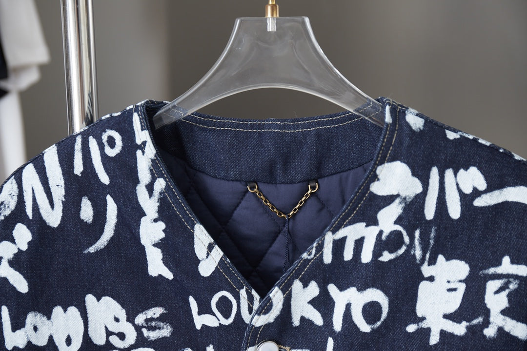 250923 New high-quality graffiti suit denim jacket
