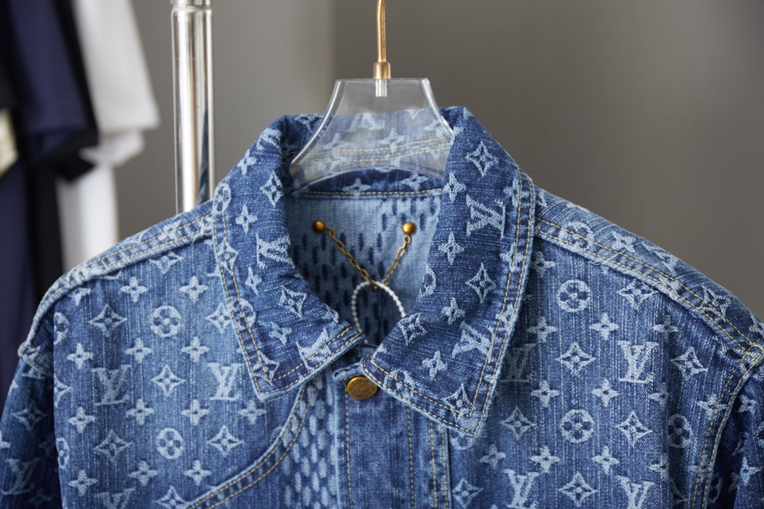 250923 A new high-quality checkerboard pattern full print denim jacket