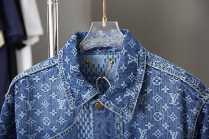 250923 A new high-quality checkerboard pattern full print denim jacket