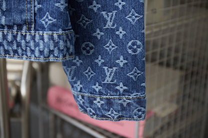 250923 A new high-quality checkerboard pattern full print denim jacket
