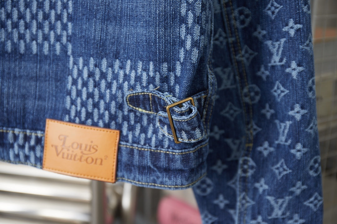 250923 A new high-quality checkerboard pattern full print denim jacket