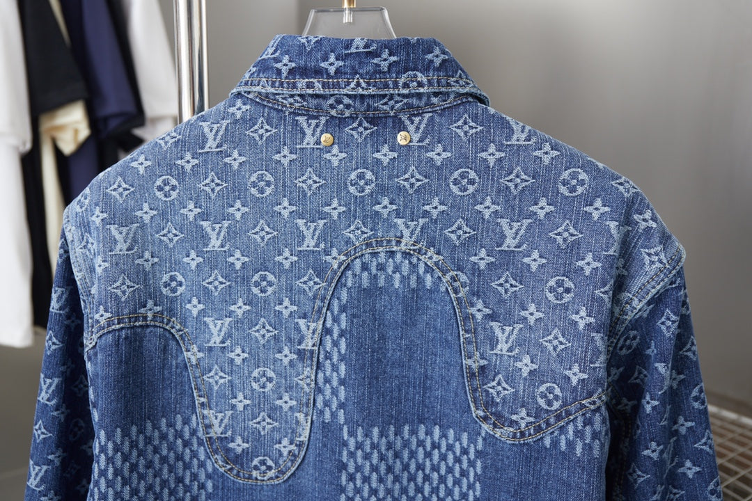 250923 A new high-quality checkerboard pattern full print denim jacket