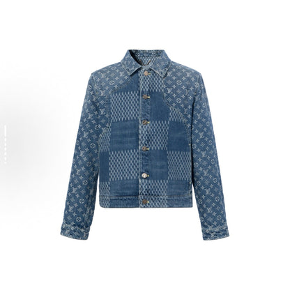 250923 A new high-quality checkerboard pattern full print denim jacket