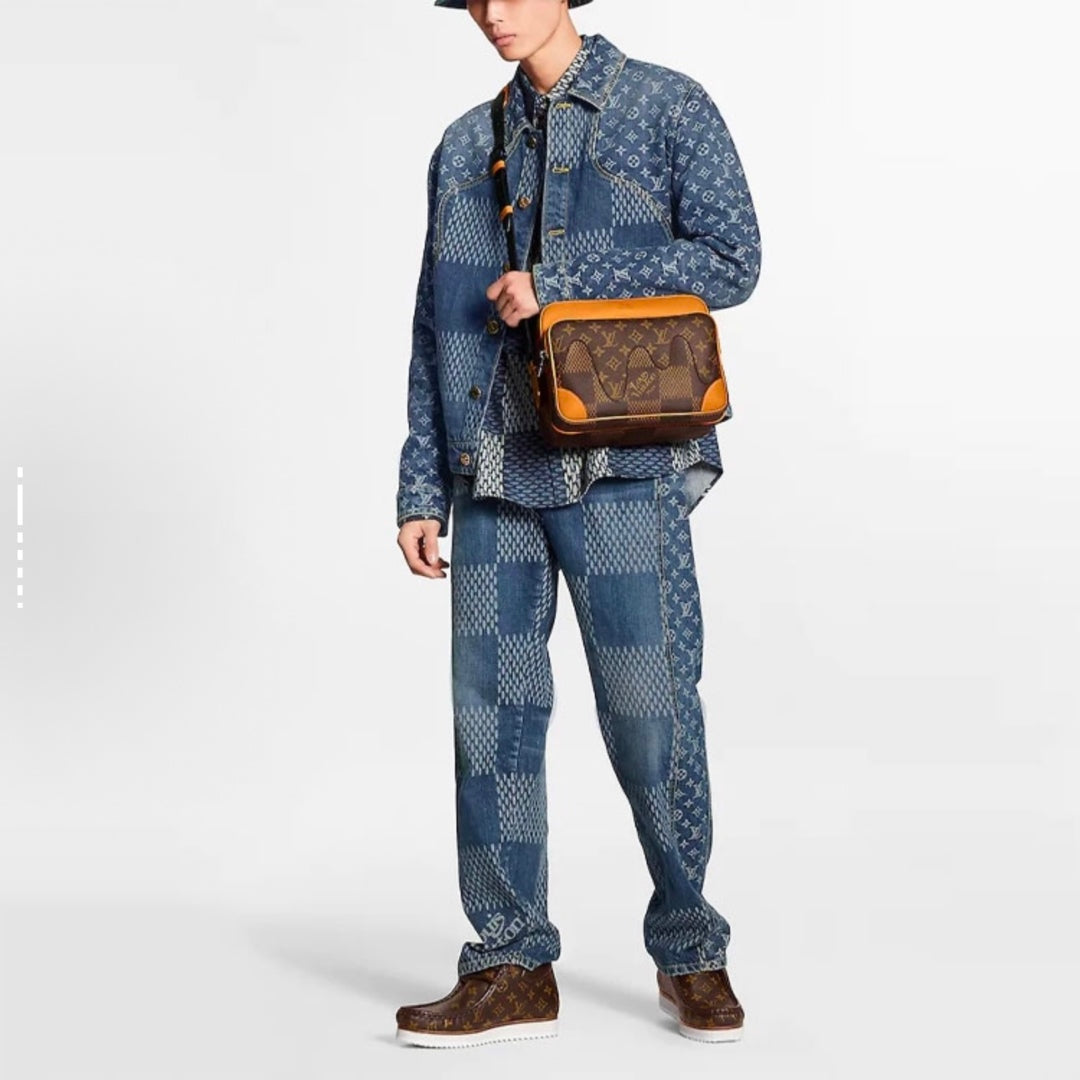 250923 A new high-quality checkerboard pattern full print denim jacket