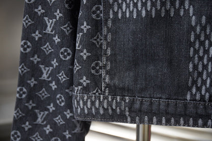 250923 A new high-quality checkerboard pattern full print denim jacket
