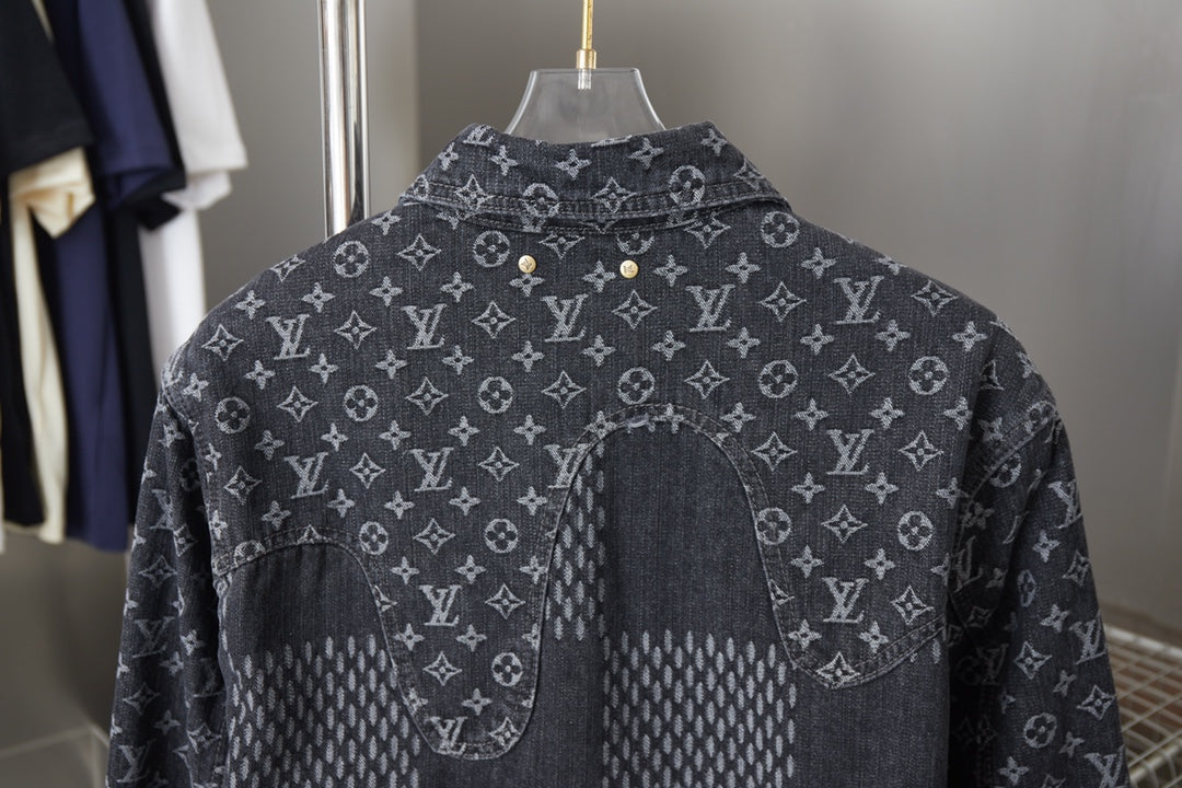 250923 A new high-quality checkerboard pattern full print denim jacket