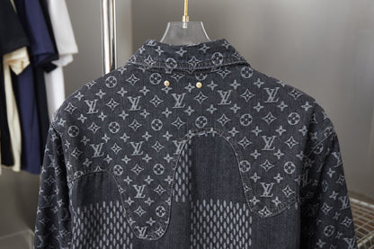 250923 A new high-quality checkerboard pattern full print denim jacket