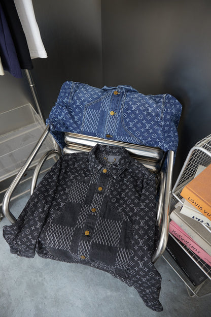 250923 A new high-quality checkerboard pattern full print denim jacket