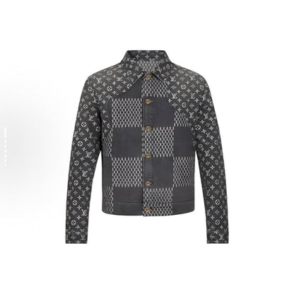250923 A new high-quality checkerboard pattern full print denim jacket