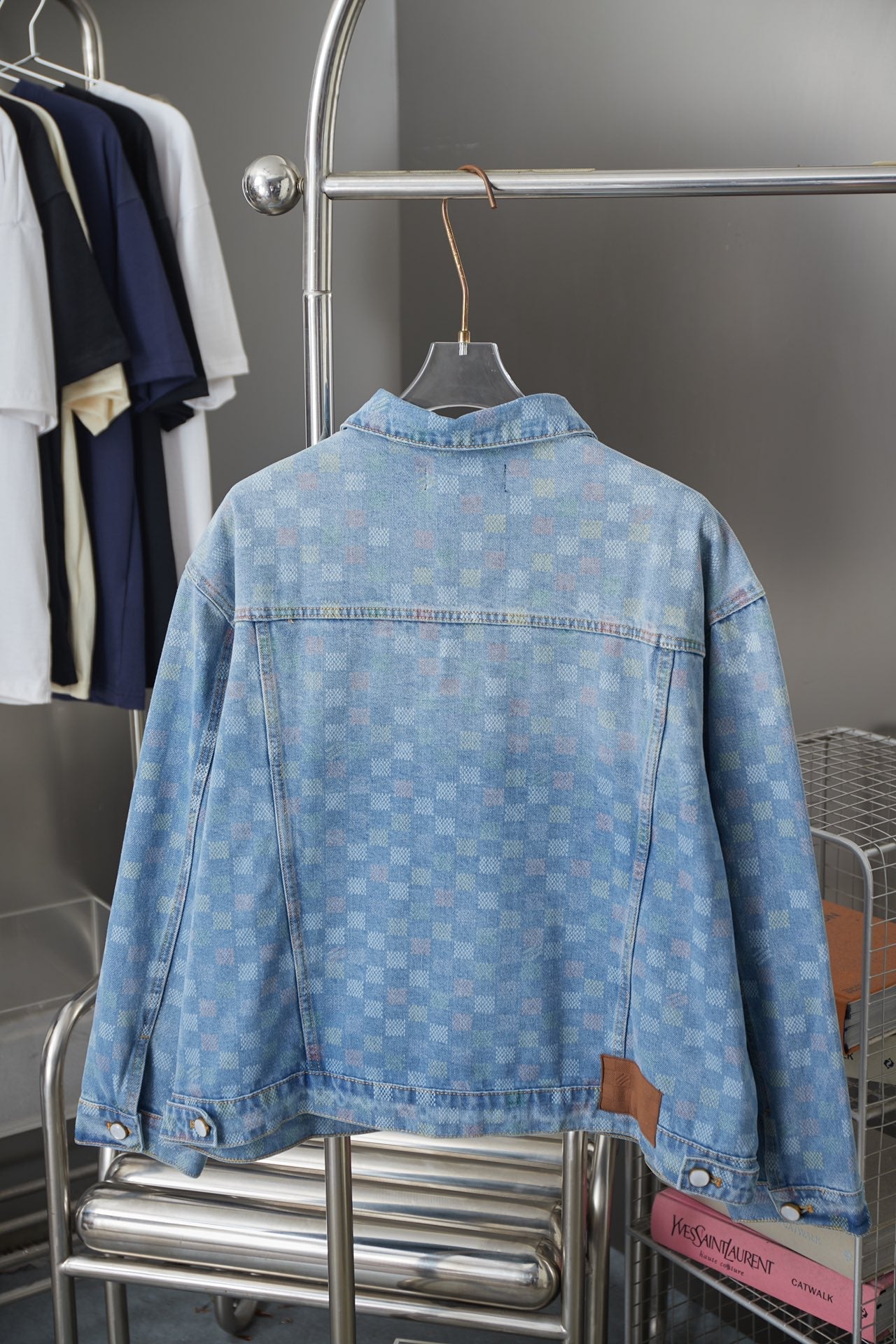 250923   new high-quality checkerboard color Mosaic set of cowhide coat