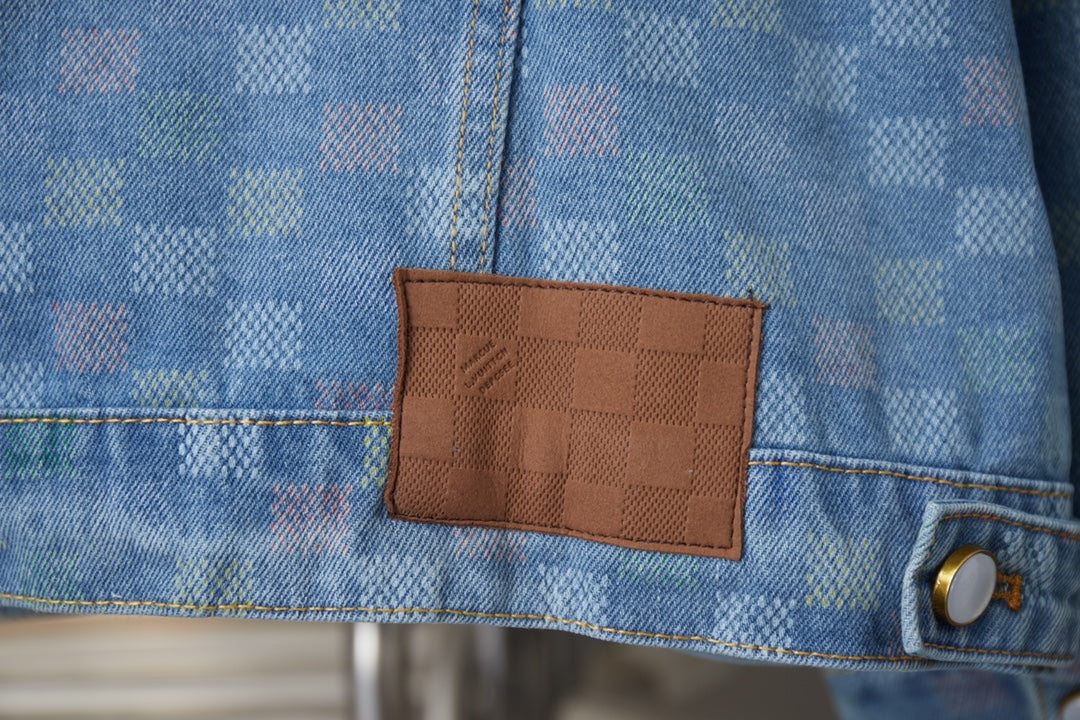 250923   new high-quality checkerboard color Mosaic set of cowhide coat