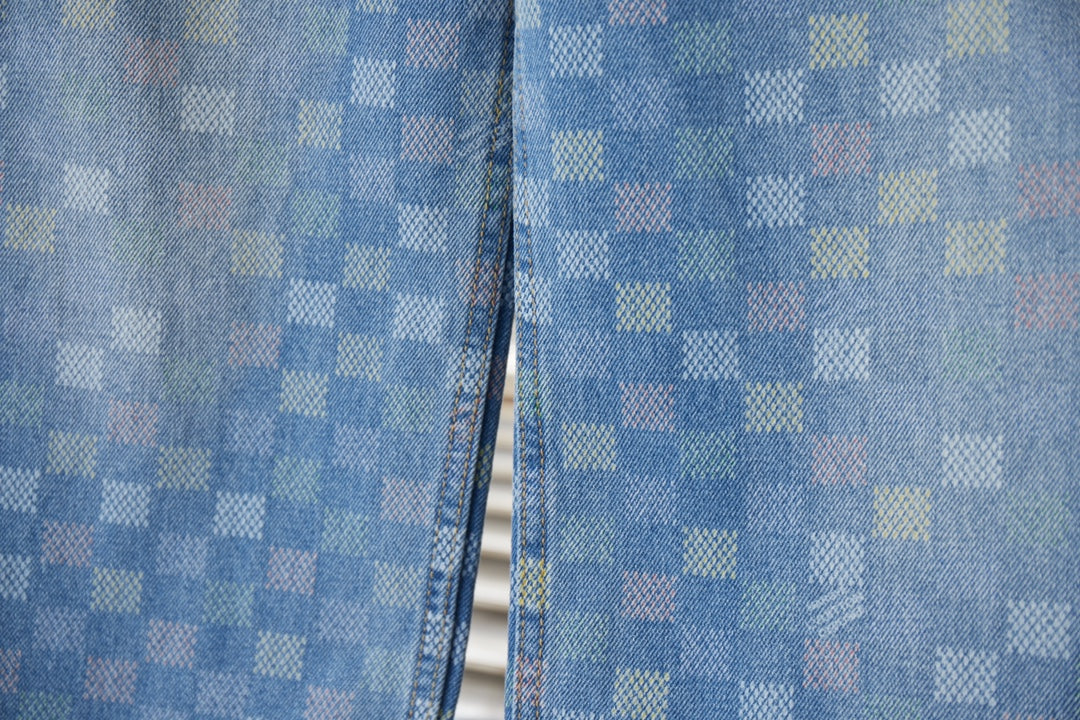 250923 New high-quality checkerboard color Mosaic set of jeans