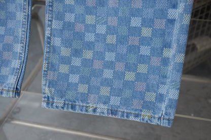 250923 New high-quality checkerboard color Mosaic set of jeans