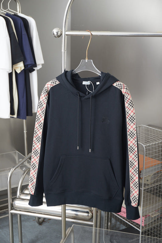 250923 New high-quality checkered ribbon embroidered hooded sweatshirt
