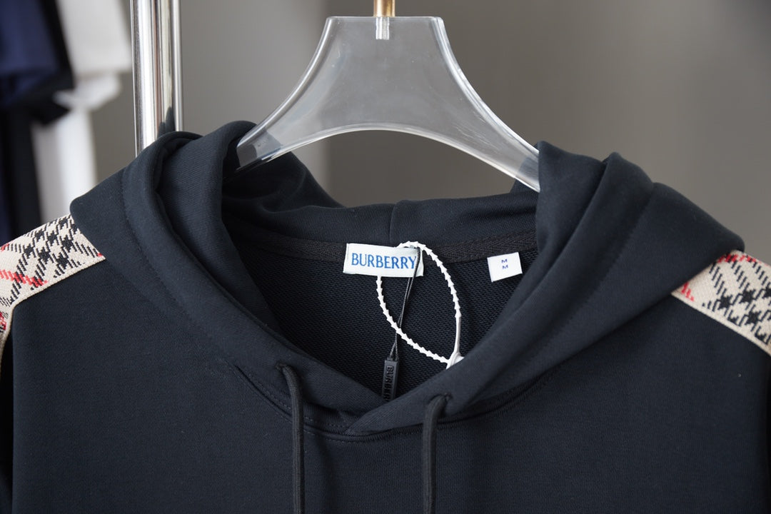 250923 New high-quality checkered ribbon embroidered hooded sweatshirt