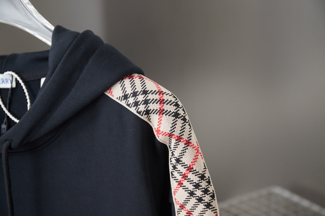 250923 New high-quality checkered ribbon embroidered hooded sweatshirt
