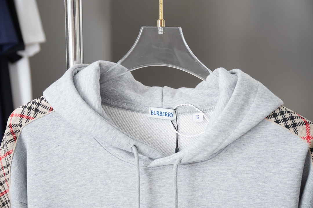 250923 New high-quality checkered ribbon embroidered hooded sweatshirt