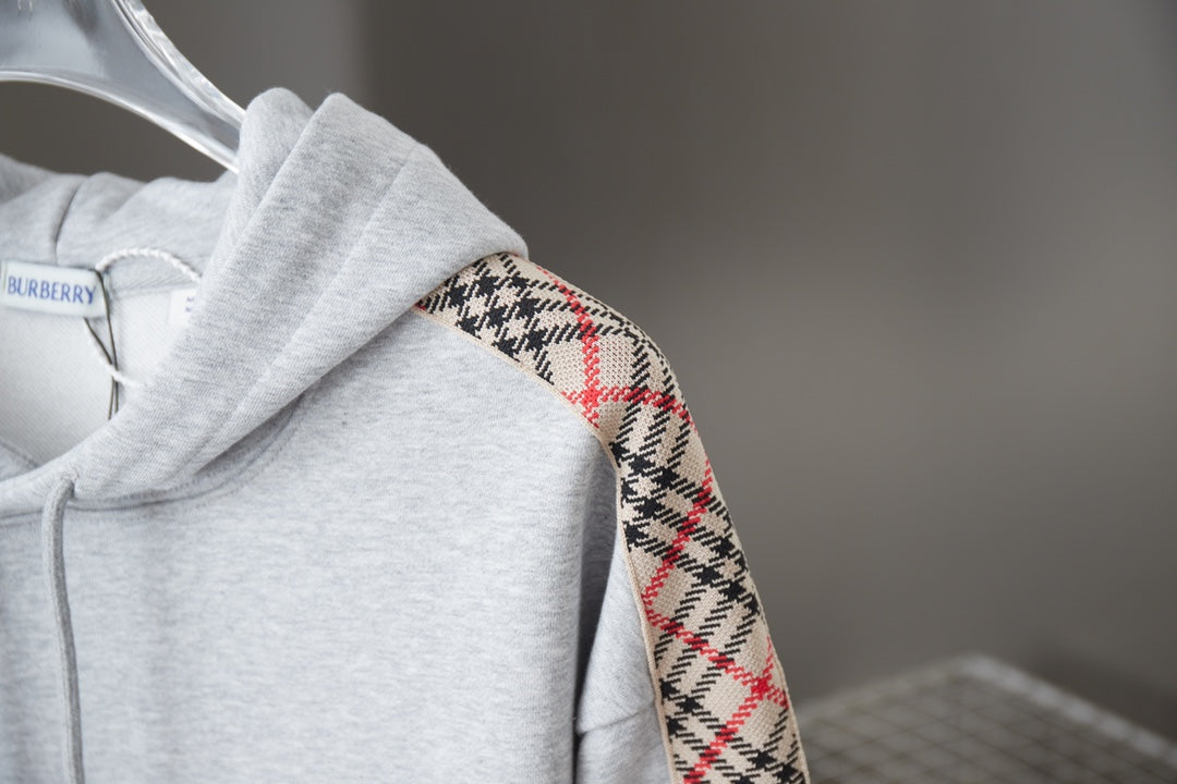 250923 New high-quality checkered ribbon embroidered hooded sweatshirt