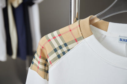 250923 new high-quality checkered patchwork embroidered round-neck sweatshirt