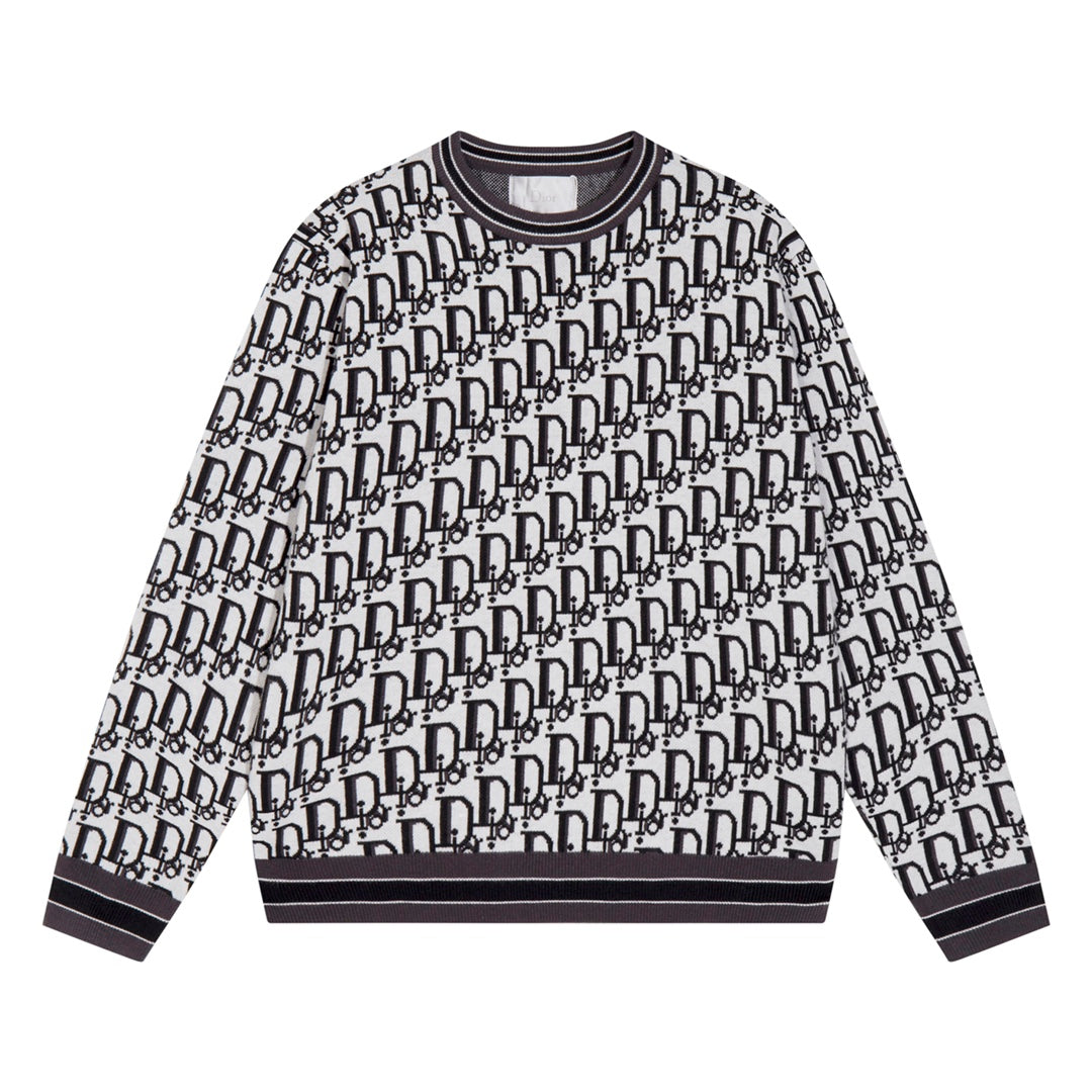 250923 New high-quality jacquard full-print round-neck knitted sweater