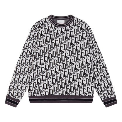 250923 New high-quality jacquard full-print round-neck knitted sweater