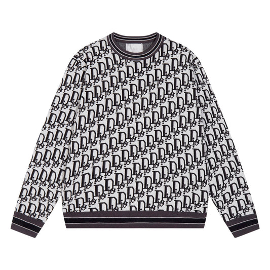 250923 New high-quality jacquard full-print round-neck knitted sweater