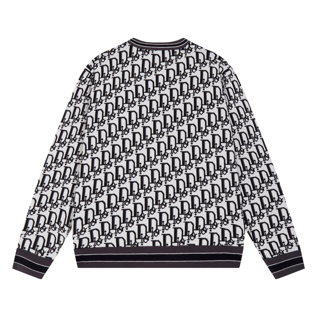 250923 New high-quality jacquard full-print round-neck knitted sweater