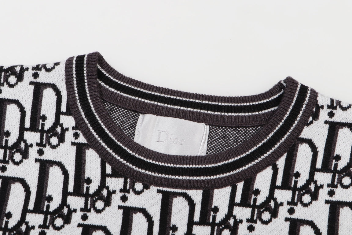 250923 New high-quality jacquard full-print round-neck knitted sweater