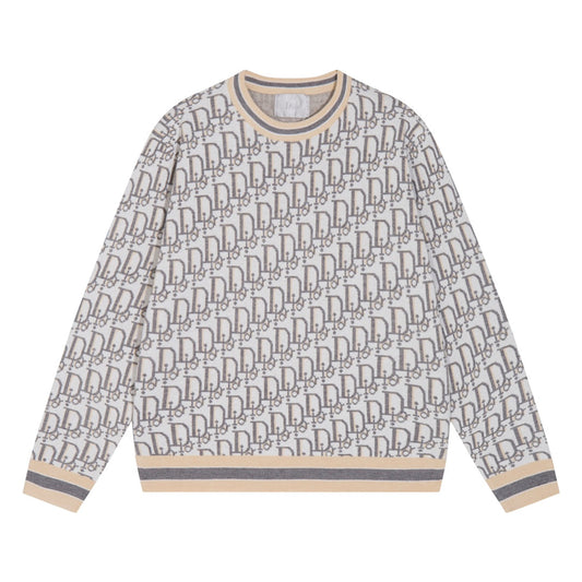 250923 New high-quality jacquard full-print round-neck knitted sweater