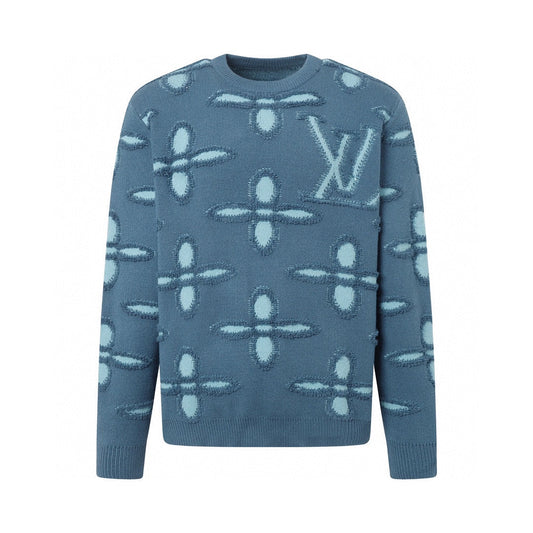250923 new high-quality jacquard full-printed large icon pullover sweater