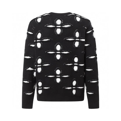 250923 new high-quality jacquard full-printed large icon pullover sweater