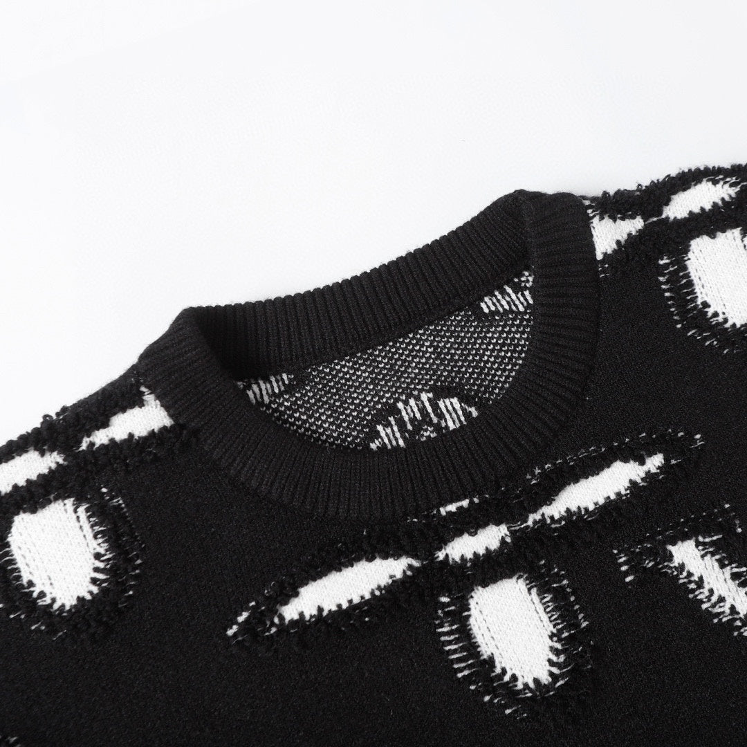 250923 new high-quality jacquard full-printed large icon pullover sweater