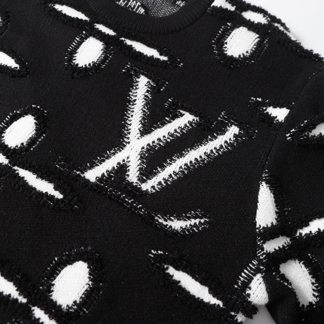 250923 new high-quality jacquard full-printed large icon pullover sweater