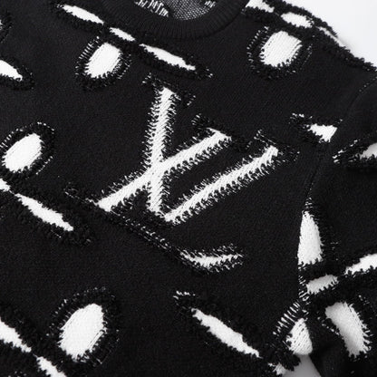 250923 new high-quality jacquard full-printed large icon pullover sweater