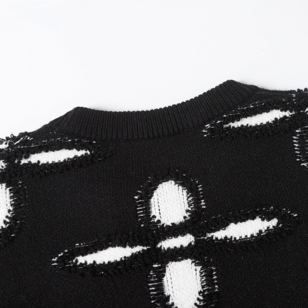 250923 new high-quality jacquard full-printed large icon pullover sweater
