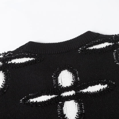 250923 new high-quality jacquard full-printed large icon pullover sweater