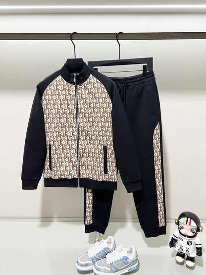 250923 New high-quality dark-patterned jacquard red and blue webbing patchwork sportswear pants