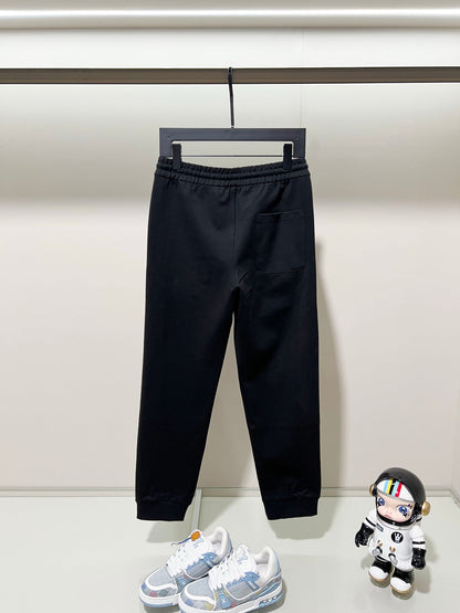 250923 New high-quality dark-patterned jacquard red and blue webbing patchwork sportswear pants