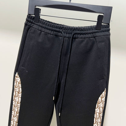 250923 New high-quality dark-patterned jacquard red and blue webbing patchwork sportswear pants