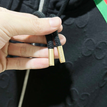250923 new high-quality dark-patterned jacquard red and blue webbing stand-up collar coat