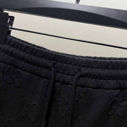 250923 New high-quality dark-patterned jacquard red and blue webbing patchwork sportswear pants
