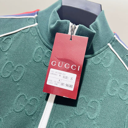250923 new high-quality dark-patterned jacquard red and blue webbing stand-up collar coat