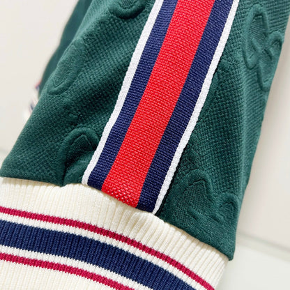 250923 New high-quality dark-patterned jacquard red and blue webbing patchwork sportswear pants