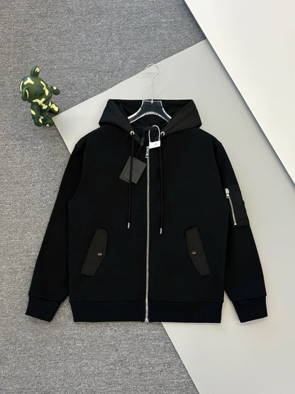 250923 New high-quality cotton open-chest zipper hoodie jacket