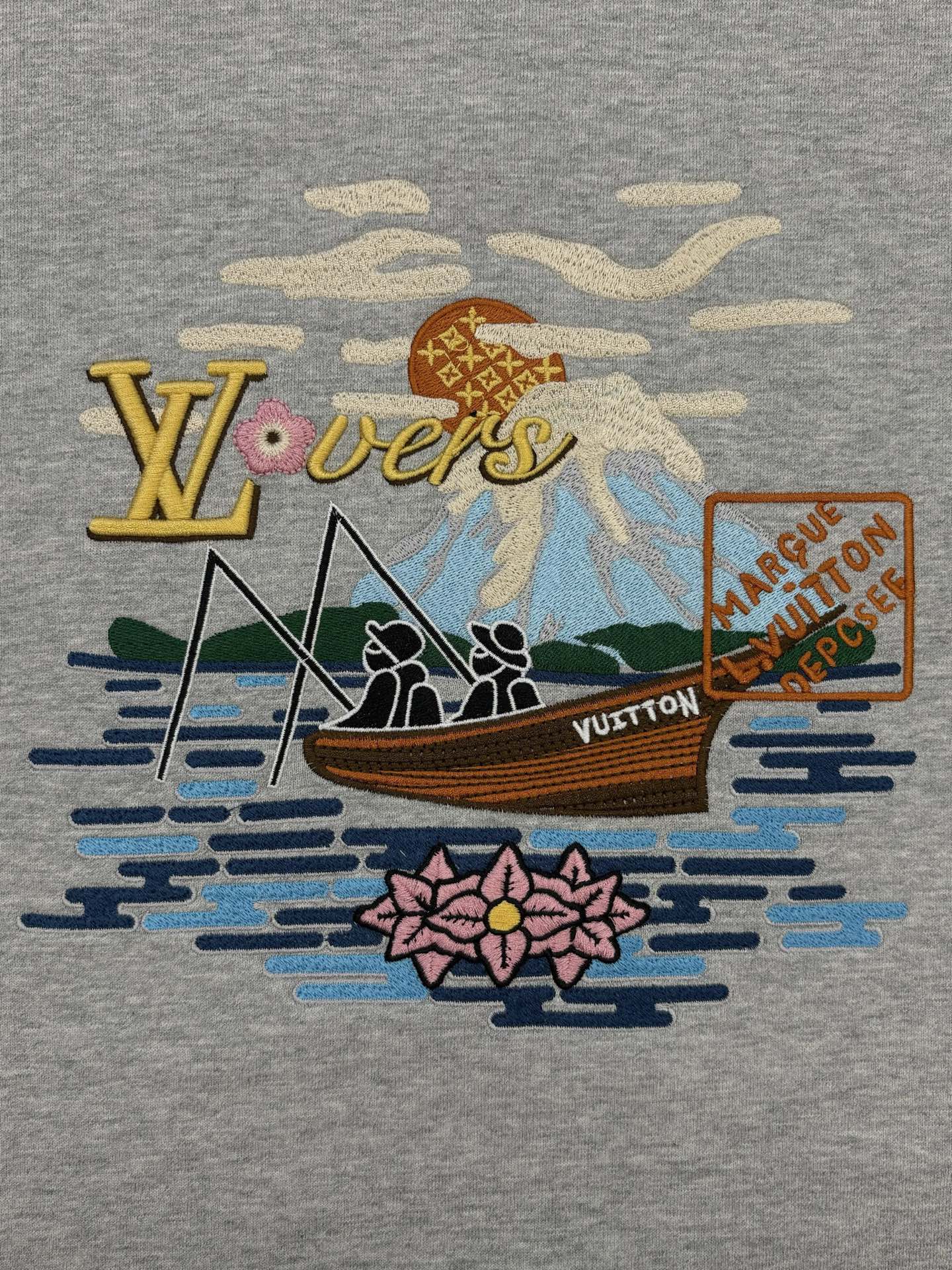250923 New high-quality fisherman embroidery round-neck sweatshirt
