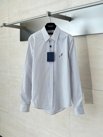 250923 New high-quality long-sleeved shirt with striped element pin embroidery