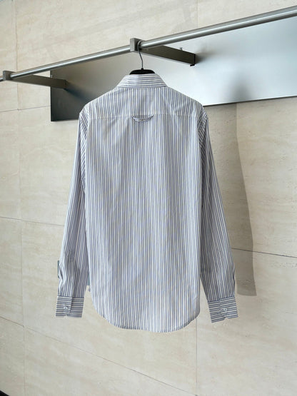 250923 New high-quality long-sleeved shirt with striped element pin embroidery