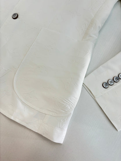 250923 New high-quality white embossed suit jacket